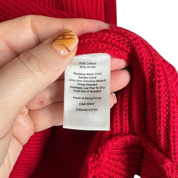 Talbots‎ Red Cowl Neck Ribbed Cotton Blend Sweater 3X - Picture 3 of 5